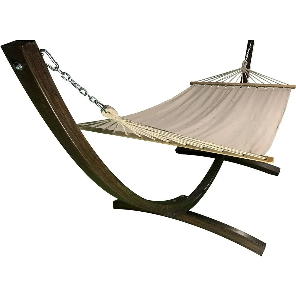 12 Ft Water Treated Wooden Arc Hammock Stand Premium Quilted Single Person Hammock Bed 300 LB Capacity Outdoor,Customized