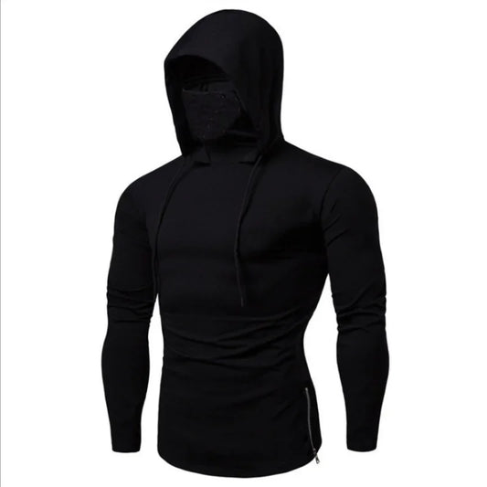 New Embroidery Turtleneck Sweatshirt For Men Japanese Ninja Hoodies Autumn Hip Hop Fleece Pocket Streetwear Oversized Y2K Hoody