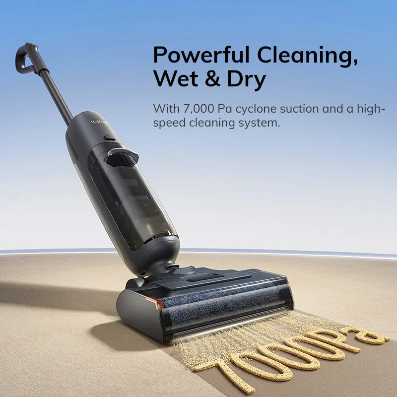 ILIFE W90 Pro Cordless Wireless Wet Dry Smart Mop Washing ,7000Pa Suction, 1Min Self Cleaning, Large Dual Water Tank,Update W90