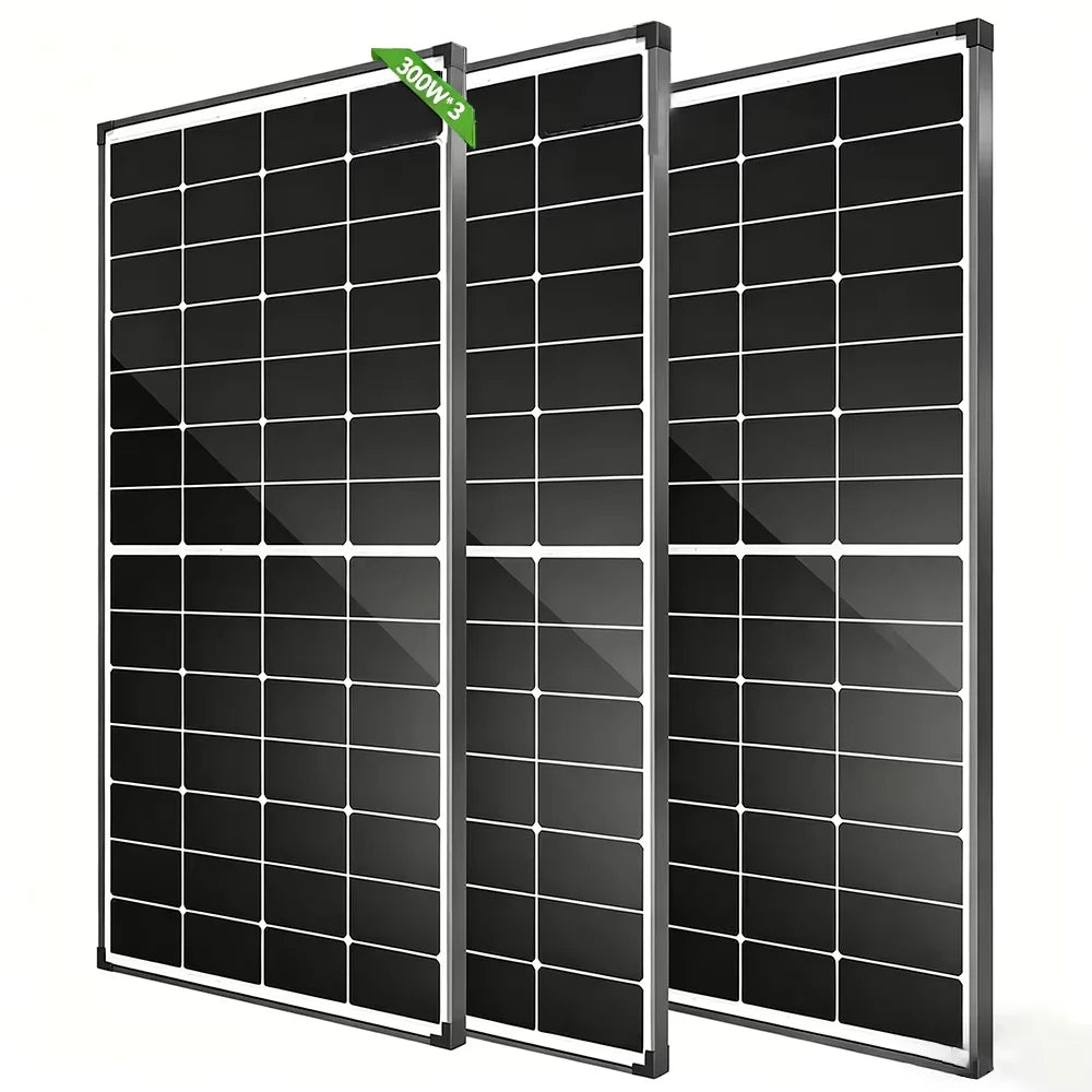 RVPOZWER 300W Solar Panels 10BB N-Type Monocrystalline 25% High Efficiency for RV Home Rooftop Off Grid Systems Trailer Boat Use