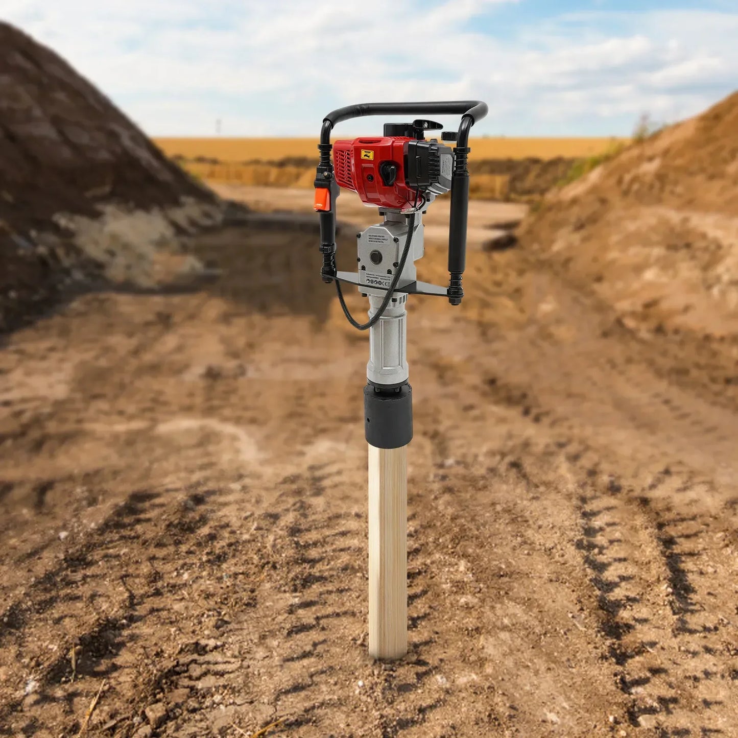 Gas Powered T-Post Driver 52CC Fence & Farm Push Pile Air Cooling & Hand Pull Start