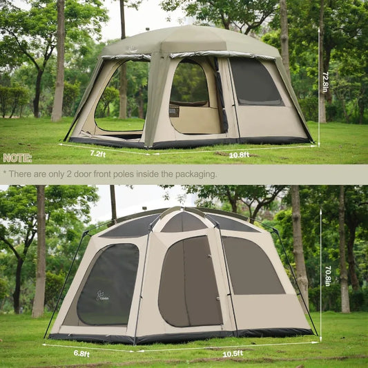 46 Person Camping Tent with 3 Door 2 Room Large Family Cabin Tents Double Layer Waterproof Portable Glamping Tent Big Tents for