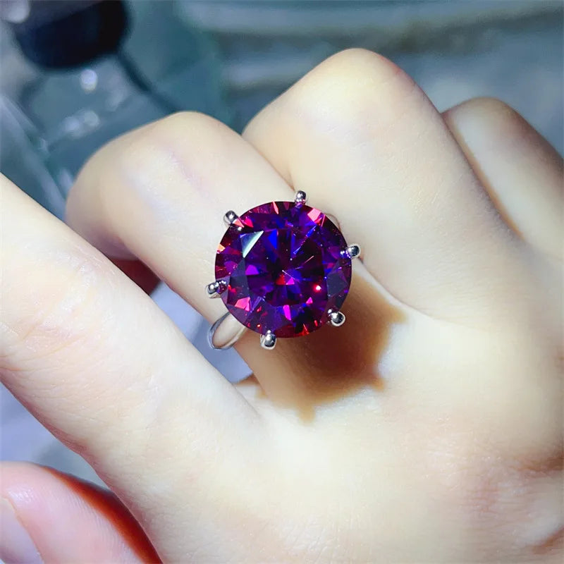 Classic Six Claws 20 Carat Colored Diamond Moissanite Dopamine Ring Colored Diamond Ring Light Luxury Fashion Jewelry Party Gift