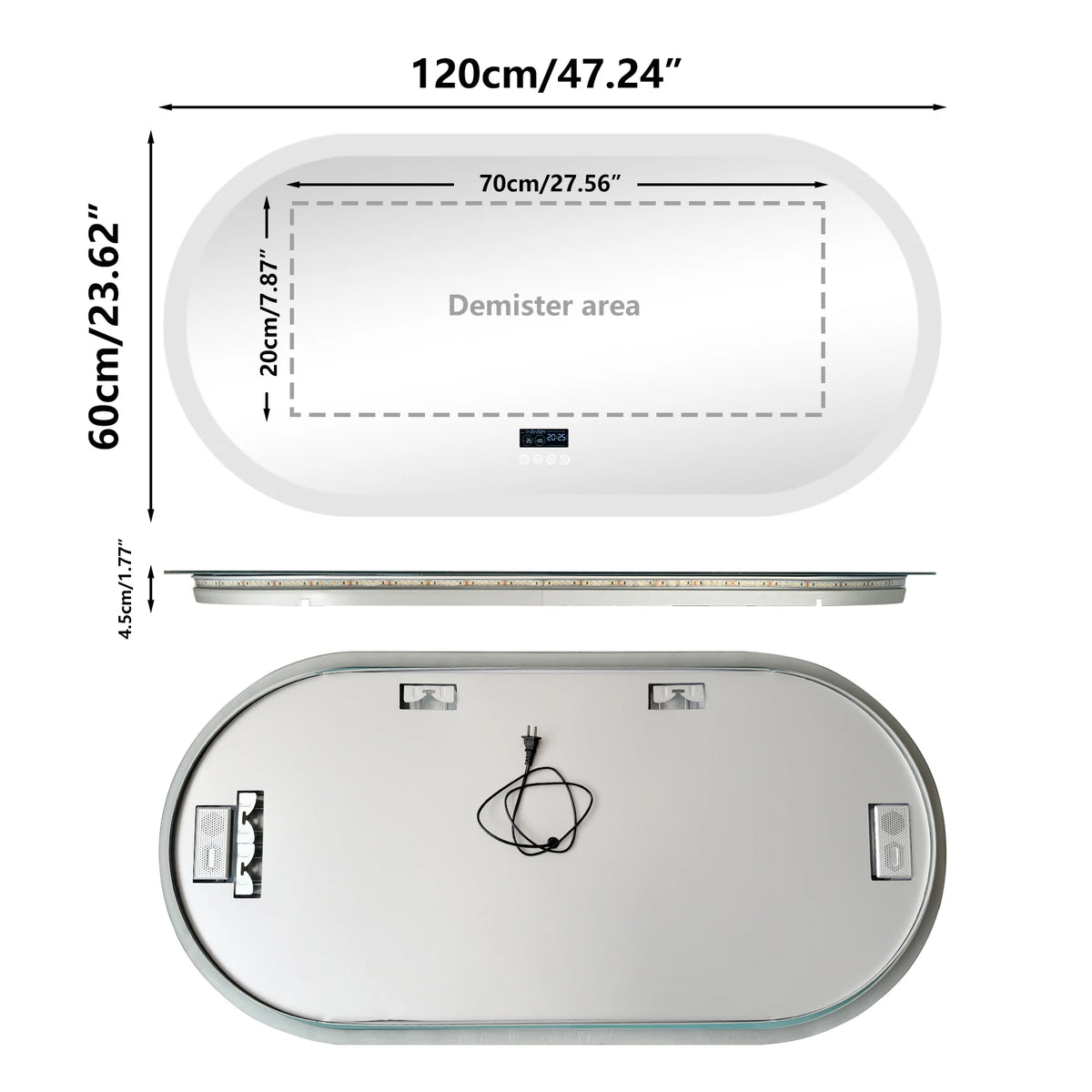 LUVODI Lighted Bluetooth Bathroom Mirror Led Backlit Illuminate Vanity Mirror with Time Date Display Anti-fog
