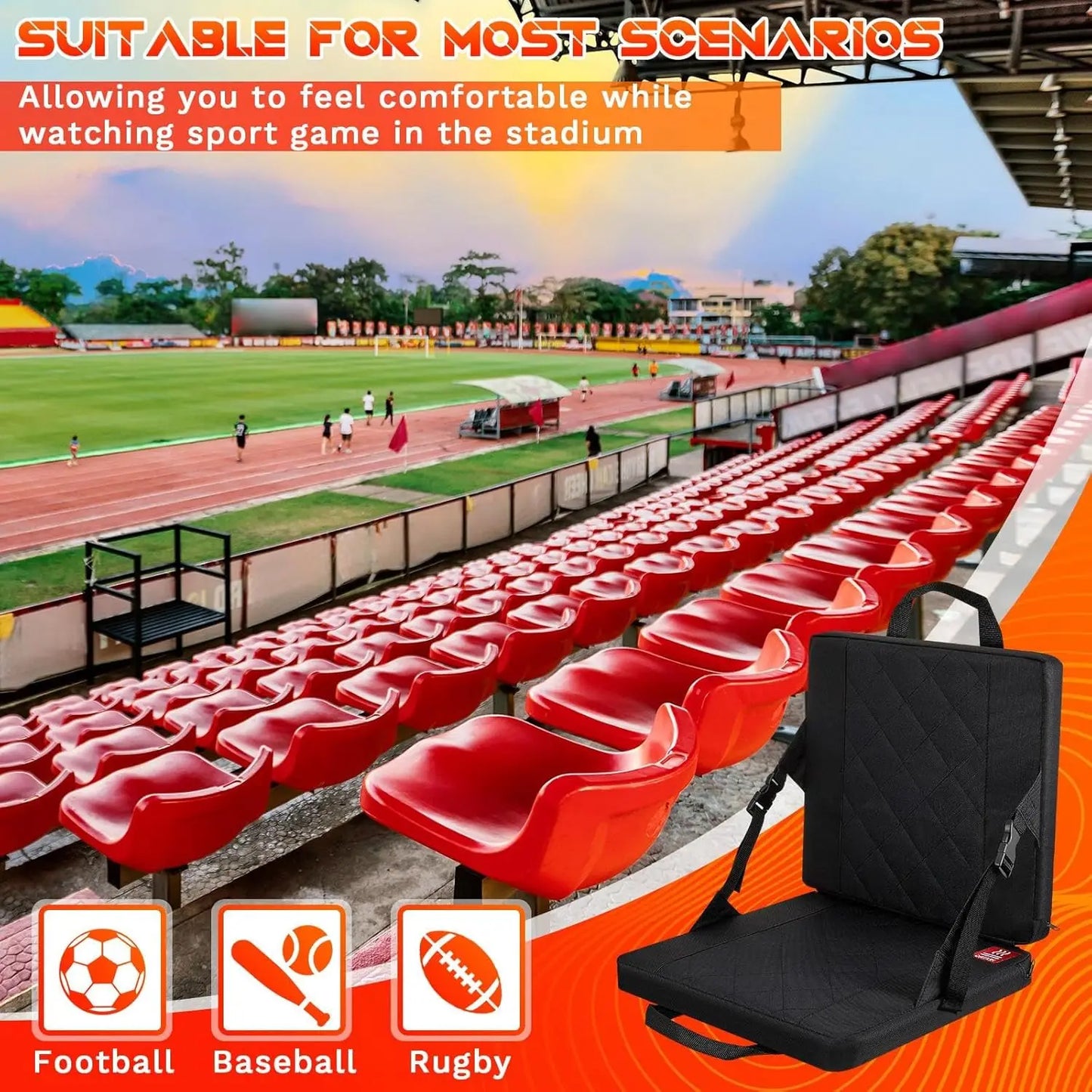 2 Pieces Heated Folding Chair Cushion, USB Electric Heating for Boat, Camping, Hiking, Fishing