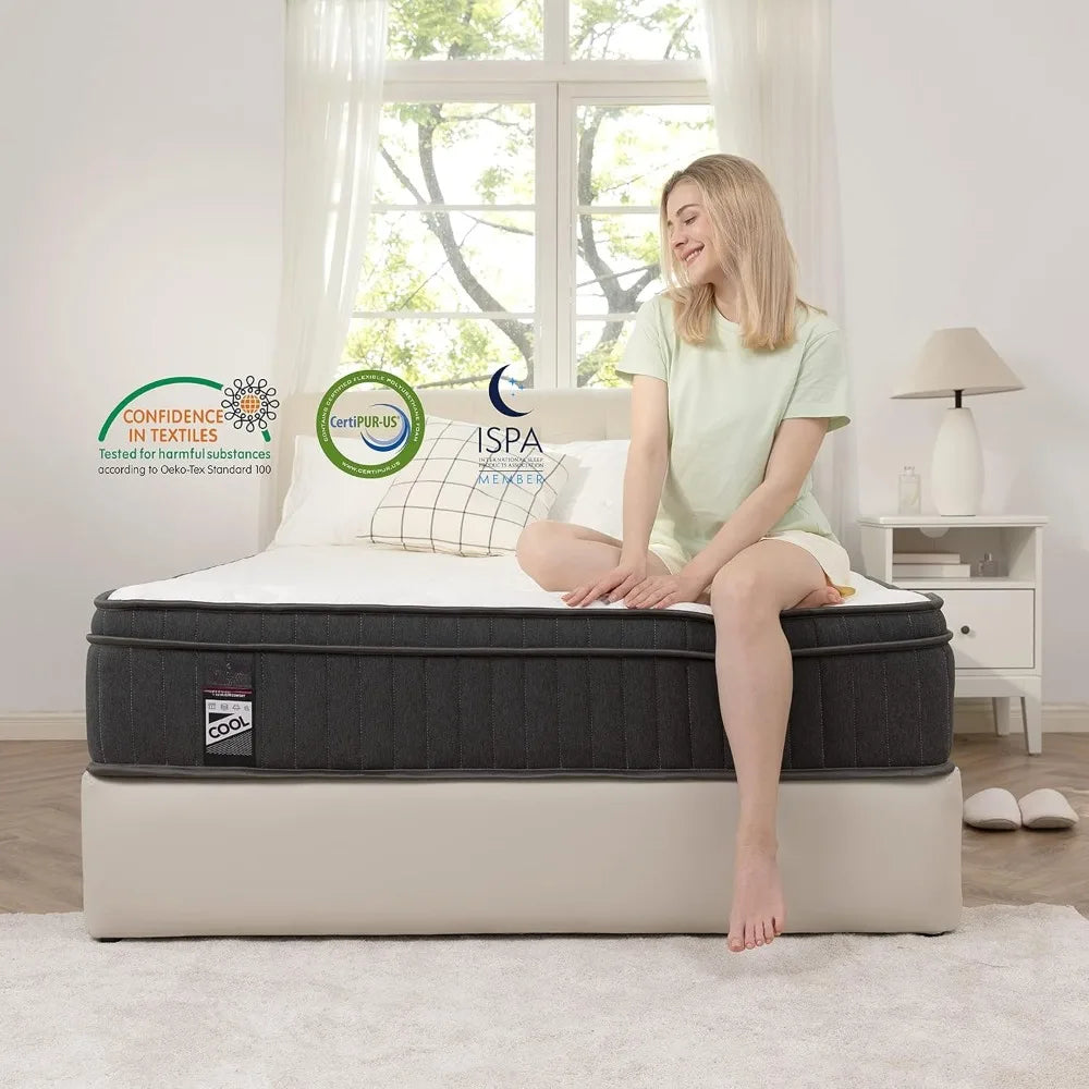 Mattress, 12 Inch Full Mattress in a Box with Gel Memory Foam and Pocket Spring, Medium Firm Feel, Cooler Sleep Pressure Relief