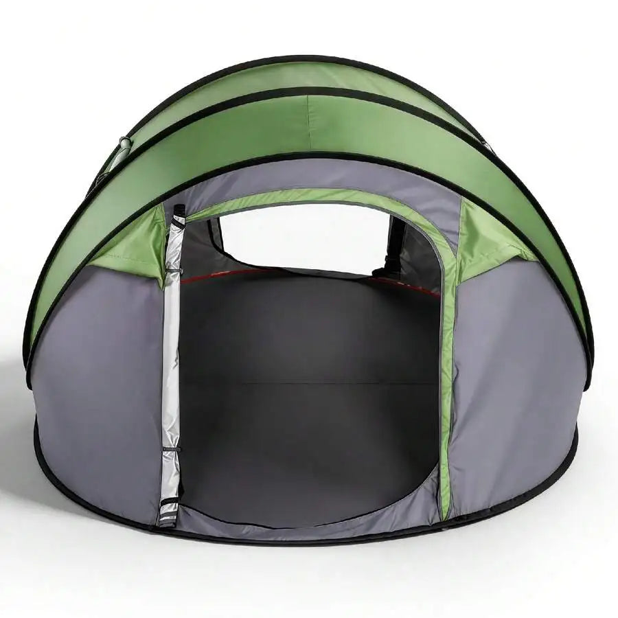 4-Person Pop-Up Camping Tent – Waterproof Family Shelter With Front Awning & Dual Mesh Doors, Automatic Setup For Beach, Festiva