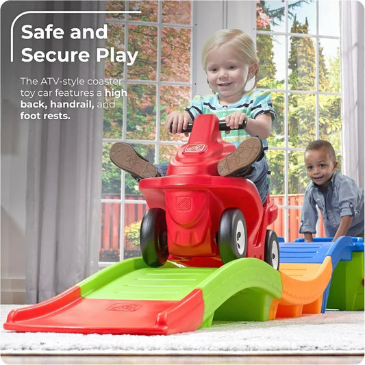 Up & Down Roller Coaster Kids Ride On Toy, Push Car, Indoor/Outdoor Playset, Made of Durable Plastic, Max Weight 50 lbs., For To