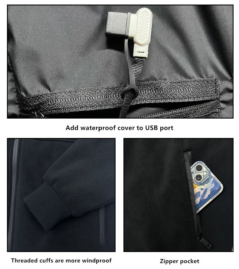 New Winter Fashion Versatile Polar Fleece Thick Heating Warm Jacket For Both Men Women 8-Zone Intelligent Heating Electric Coat