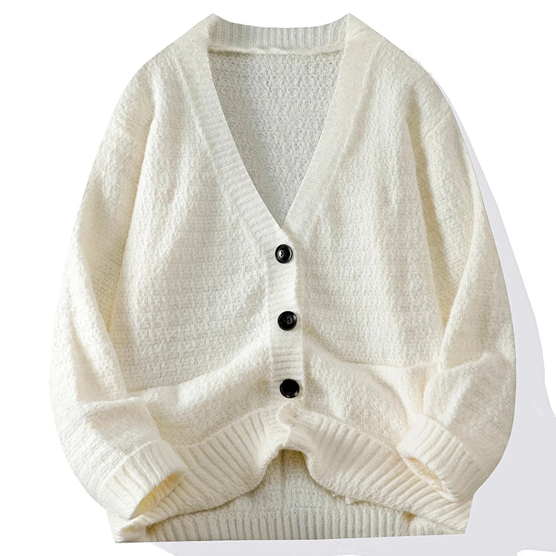Cardigan V-neck Sweater Men Autumn Winter Fashion All Loose Casual Knitwear High-quality Fabric Comfortable Skin Breathable Coat