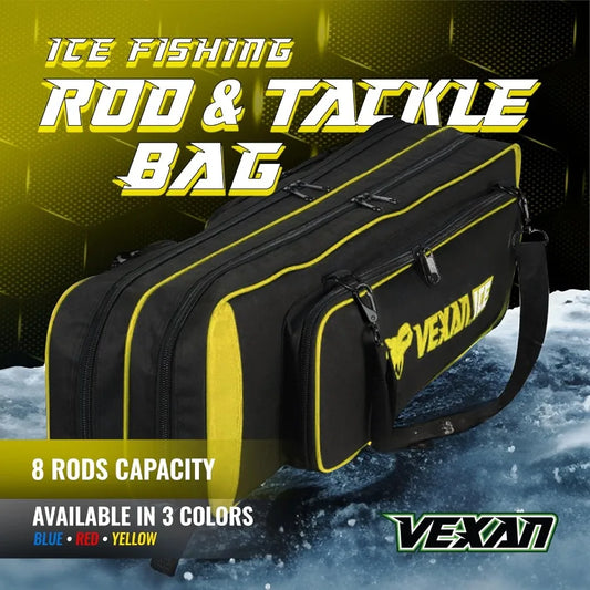 WaterResistant Ice Fishing Rod Case for Portable Storage and Travel Fits 8 Rods TipUps and Lures Ideal for Outdoor Winter Fishi