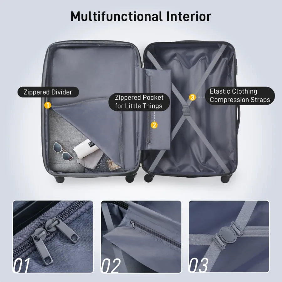 Hardshell Luggage Sets 4 Pcs - Bag Spinner Suitcase With TSA Lock Lightweight-16-20-24-28 Luggages