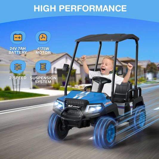 LIGIANT 24V 4-Seater Ride On Golf Cart for Big Kids, 4WD, 264 Lbs Load, Remote, Music, Suspension, Christmas Gift for Kids