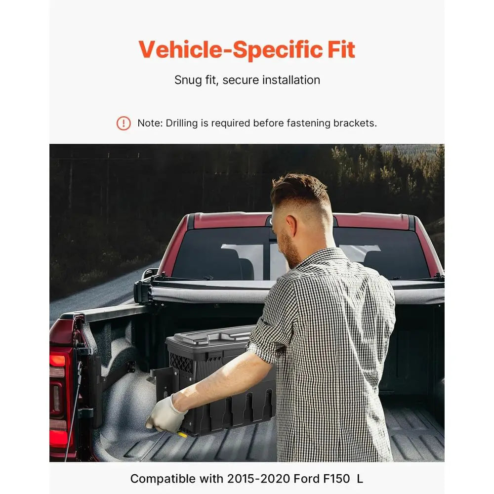 Bed Storage Box, Lockable Swing Case with Password Padlock, 6.6 Gal/25 L ABS Wheel Well Tool Box, Waterproof and Durable, Compat