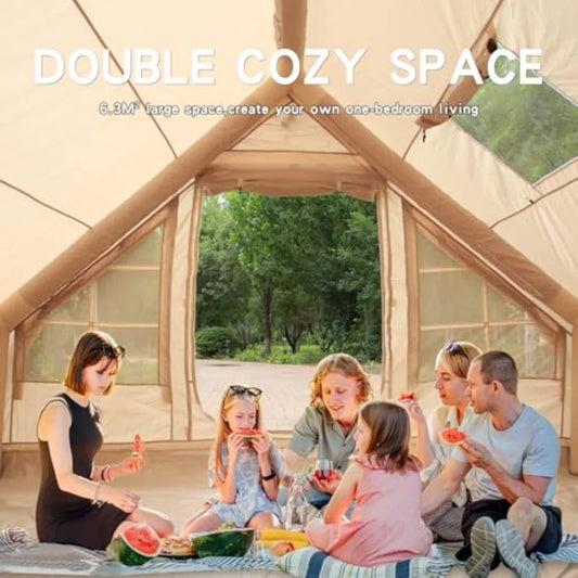 Inflatable Tent for Camping4/6 Person Blow Up Air Glamping Room Tent House with Stove