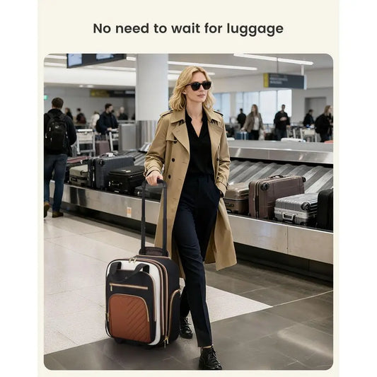 Carry On Luggage with Wheels, Lightweight Stylish Under Seat Luggage, Soft Sided Small Personal Item Suitcase for Travel