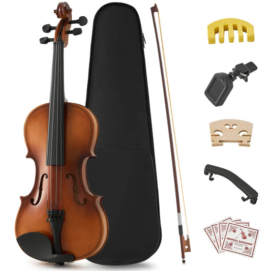 High Quality Solid Wood Violin with Case Bow Tonewood Ergonomic for Beginner Student Music Learner String Music Instrument