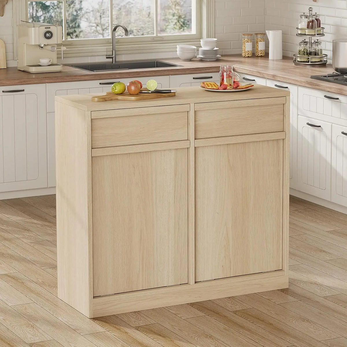 Double Tilt Out Trash Cabinet Hidden Garbage Recycling Cabinet Hidden Garbage Bin Laundry Hamper for Kitchen Living Room