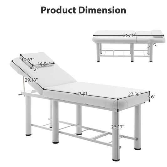 LZBEITEM Professioanl Massage Table, Backrest Adjustable, Removable Headrest, Bottom Shelf Storage, Memory Foam Layer Salon Bed