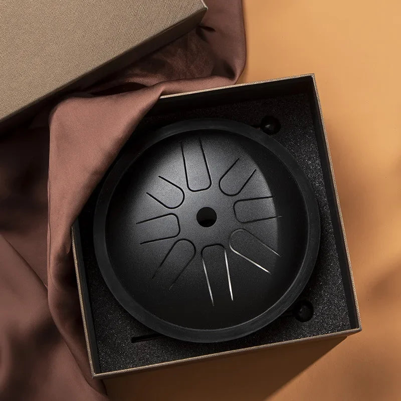 Hluru Professional 6 Inch Steel Tongue Drum 8 notes Tank Drum Titanium Alloy Steel Glucophone Handpan Key D5 Meditation yoga2028