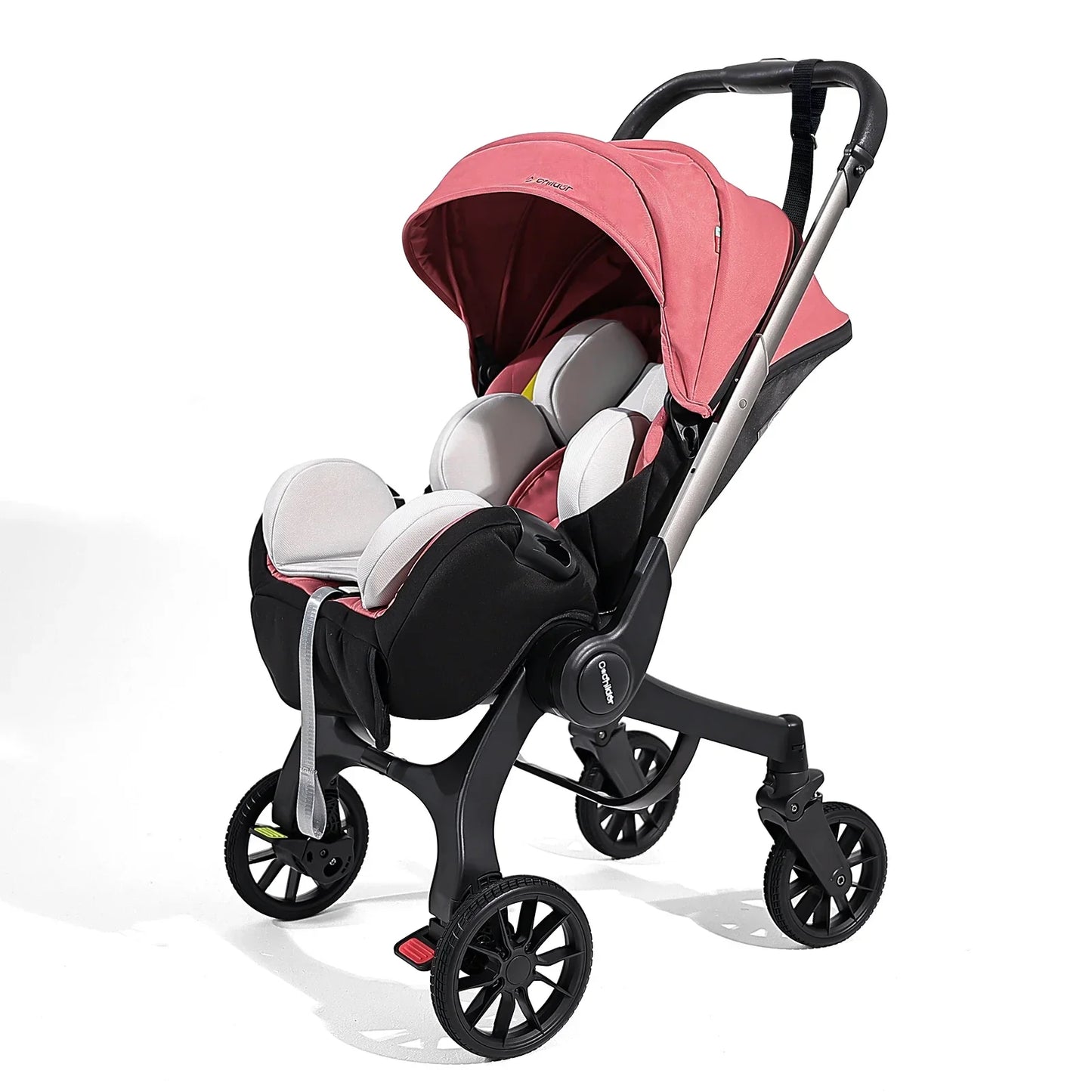 Portable baby strolle, foldable travel cart, adjustable handle for two-way push, adjustable backrest, with sunshade