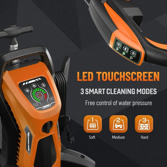 Washer 5000PSIIMAX Touch Screen Adjustable Pressure with AntiTipping Technolog, Spray Handle Smart Control, 5Nozzle Set, for Car