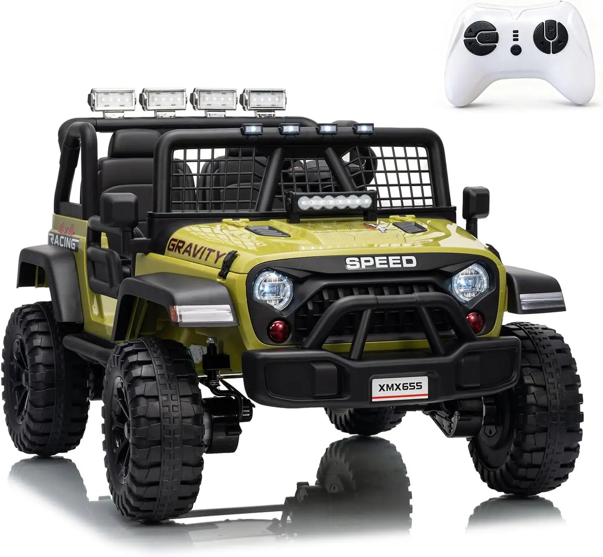 Tacleekii 24V Electric Car for Kids 2-Seater Electric Ride-On Truck 4WD, Dual Motors Parent Remote LED Headlights & Music Player Outdoor All-Terrain Vehicle
