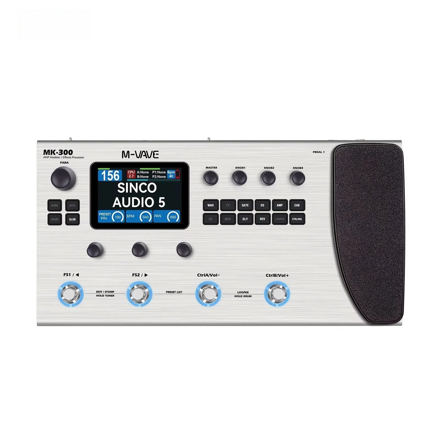 M-VAVE MK-300 Guitar Multi-Effects Processor with 3.5 Inch Screen, 150s Looper, 128 Amps Battery for Electric Guitar and Bass