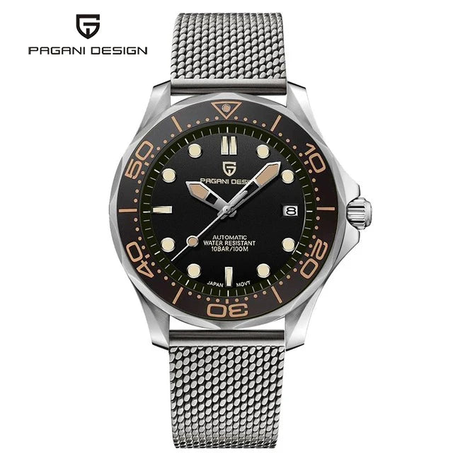 PAGANI DESIGN Luxury Automatic Watch For Men AR Sapphire Crystal 100M Waterproof Diving Sport Mechanical Wristwatch Men 2026 New