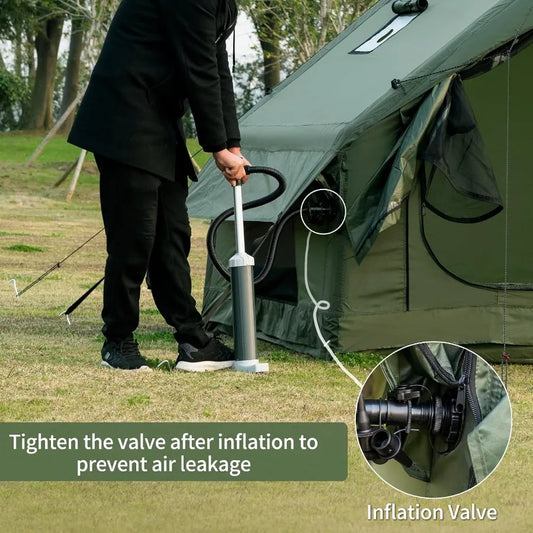 Inflatable Camping Tent with Hand Pump Waterproof Outdoor Blow up Tent 28 Person Ox 4 Season Glamping Air Tent Cabin House with