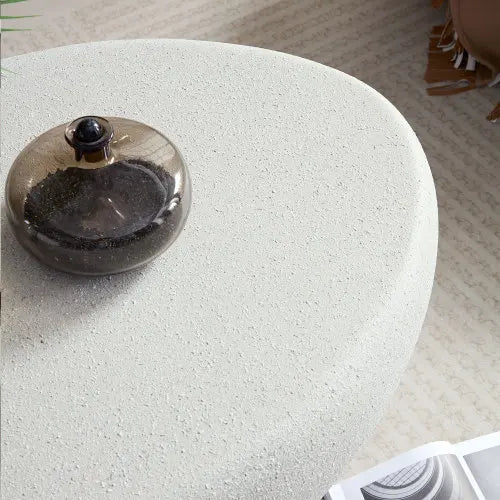 43.31 '' living room oval coffee table retro table, matte rock table, irregular center table, no assembly required
