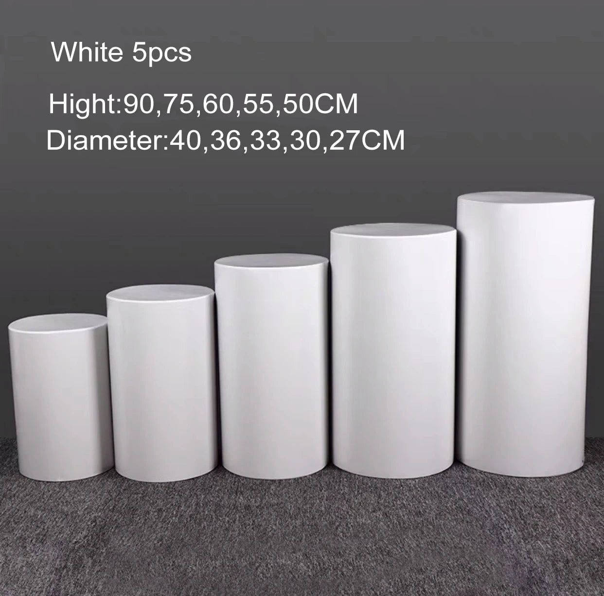 US Delivery 3/5pcs White Cylinder Table Pedestal Stand Decor Cake Plinths Pillars Backdrop for Party Wedding Decorations Holiday