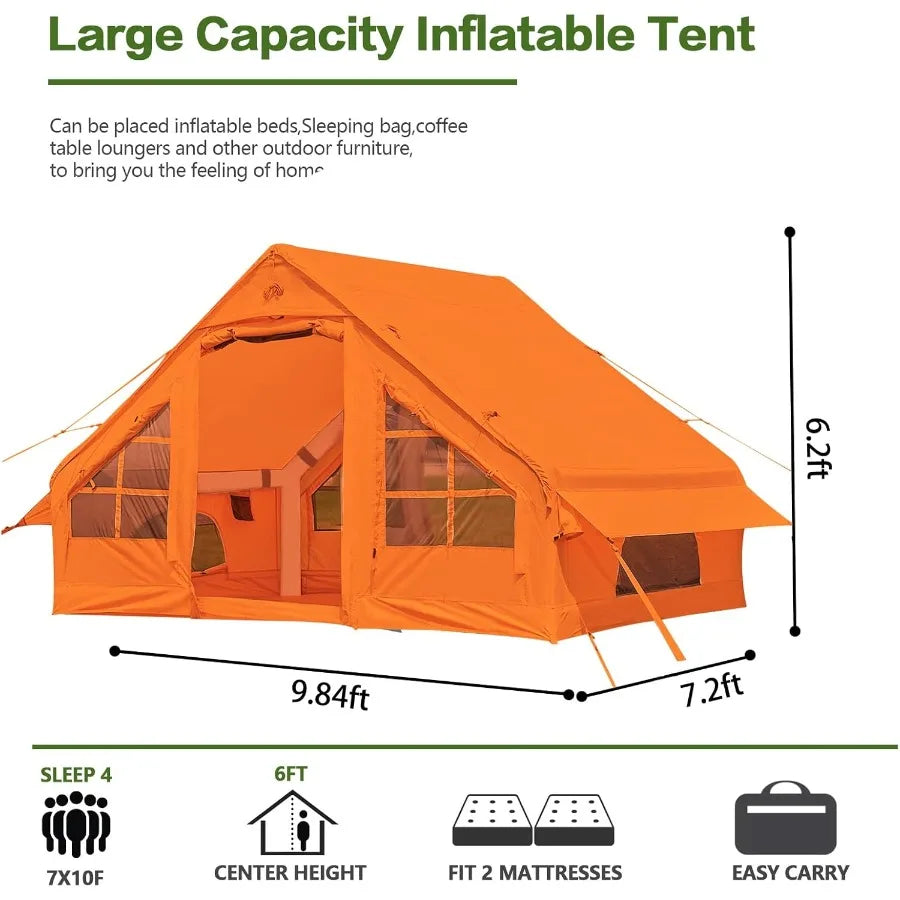 Inflatable Camping Tent 2 4 6 8 Person Glamping Inflatable Tents for Camping 2025 Update Zipper Door Easy Setup Blow Up Tents B