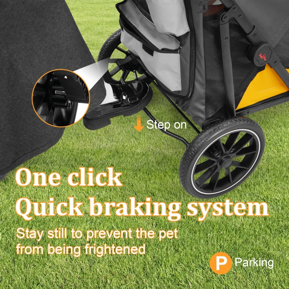Foldable Pet Dog Stroller Rolling Dog Travel Carrier Pet Stroller Jogger Cart with Removable Cushion and Cup Holder Up to 42kg