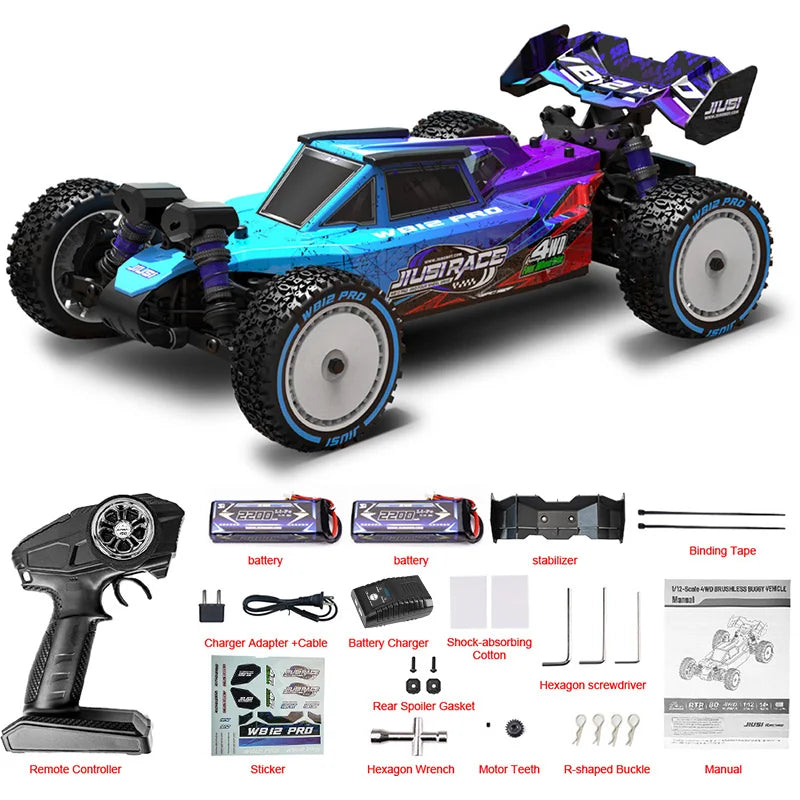 JIUSI WB12 PRO 1:12 Brushless RC Car 80km/h 4WD High Speed Off-road Drift Vehicle 2.4G Remote Control Racing Car Toys As Gift