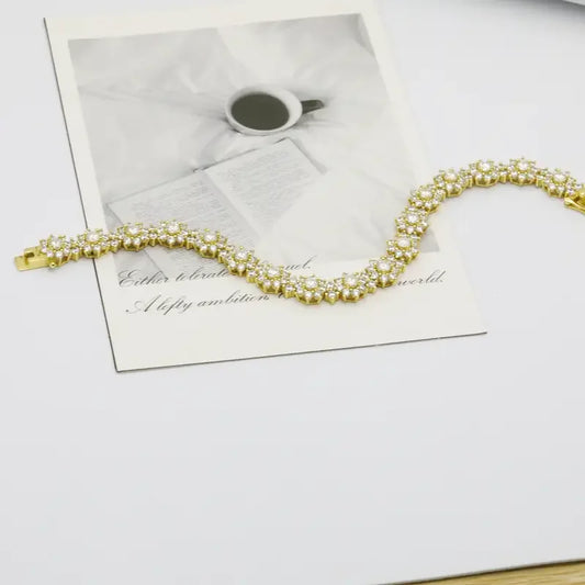 1PC S925 Sterling Silver Moissanite Sunflower Bracelet, Men and Women Temperament Fashion Party Engagement Anniversary Gift