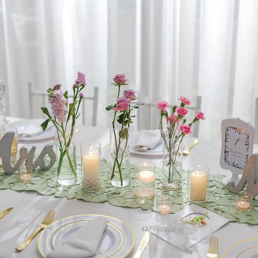 Set of 24 Clear Glass Cylinder Vases, Tall for Centerpieces, Hurricane Candle Holders, Ideal for Weddings and Events, 2.6 Diamet