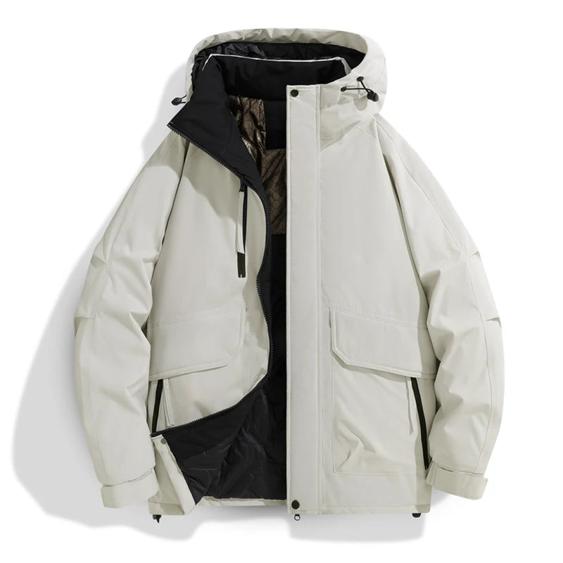 2025 Autumn/Winter New Thickened Fashion Versatile Warm Outdoor Windproof Waterproof Hooded Casual Jacket Cotton Jacket for Men