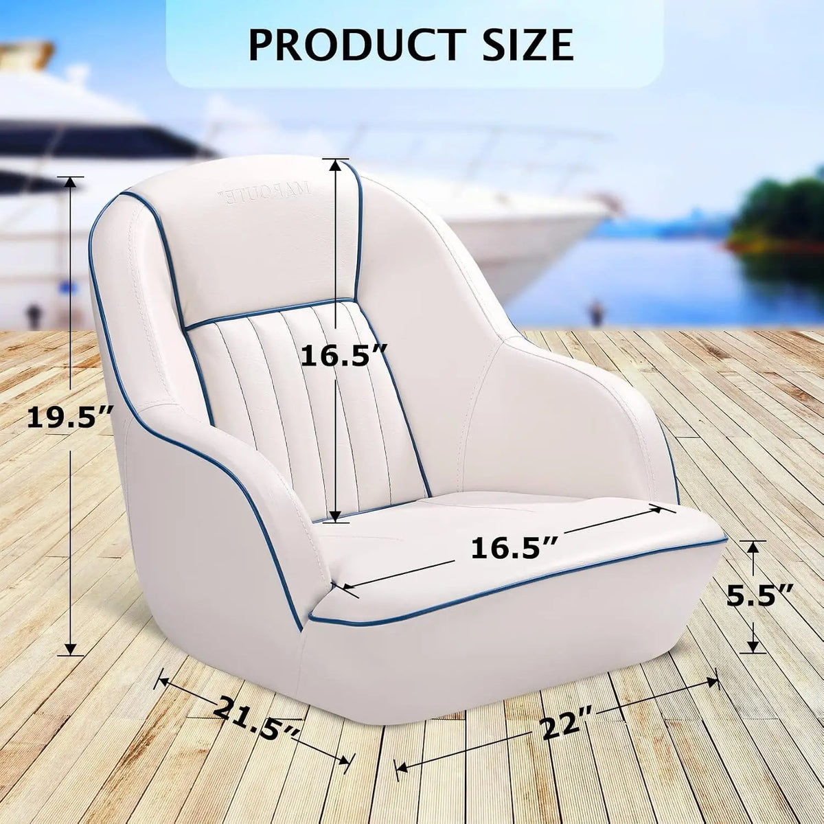 Garvee Boat Seat Backrest Boat Seat Captain Bucket Seat with Thickened Sponge Cushion&Waterproof PVC Leather Waterproof Back Fold-Down Fishing Boat Chair for Ship