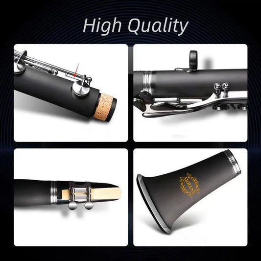 Bb Student Clarinet with 10 Reeds, Stand, Hard Case, and Cleaning Cloth for Professional Use