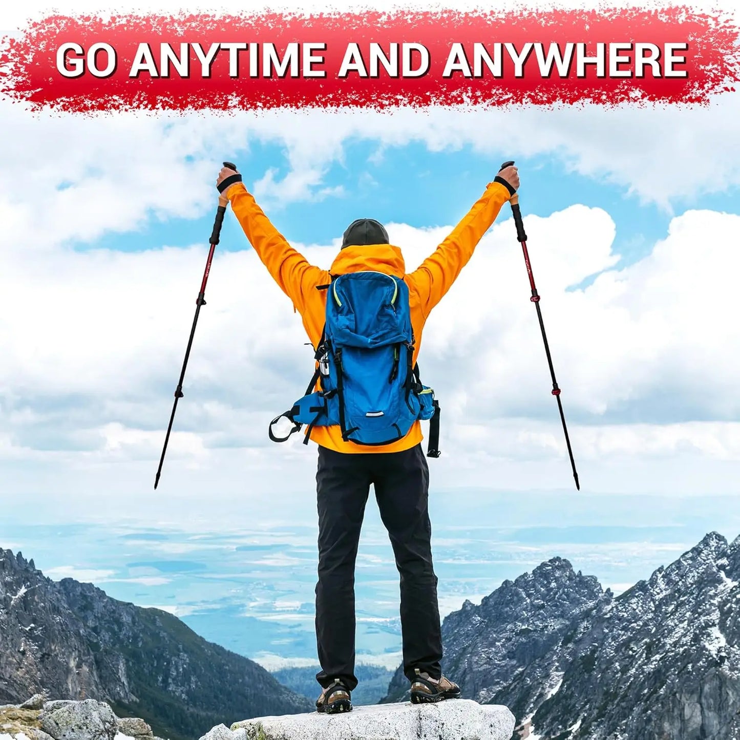 Lightweight Aluminum Trekking Poles with Cork Grips, Adjustable Telescopic Design for Hiking, Walking & Camping