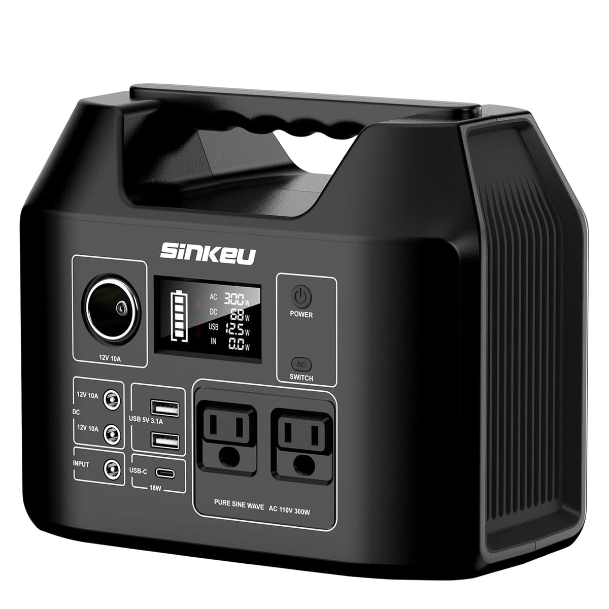 Portable Power Station 300W Solar Generator 256Wh 80000mAh Power Bank AC/DC/USB/USB C LiFePO4 Battery Pack For Camping CPAP