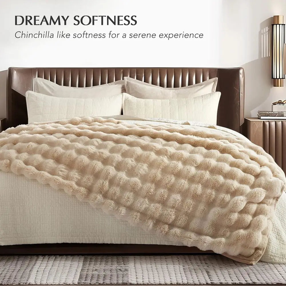 EverGrace Ultra Sot Luxury luy aux Rabbit ur Throw Blanket, Thick Warm Bubble Throw or Bed, Cozy Plush Reversible Blankets or Co
