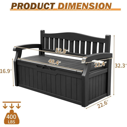 80 Gallon Storage Bench Deck Box Lockable for Patio Furniture, Garden Decor and Outdoor Seating for Cushions,Garden Tools.
