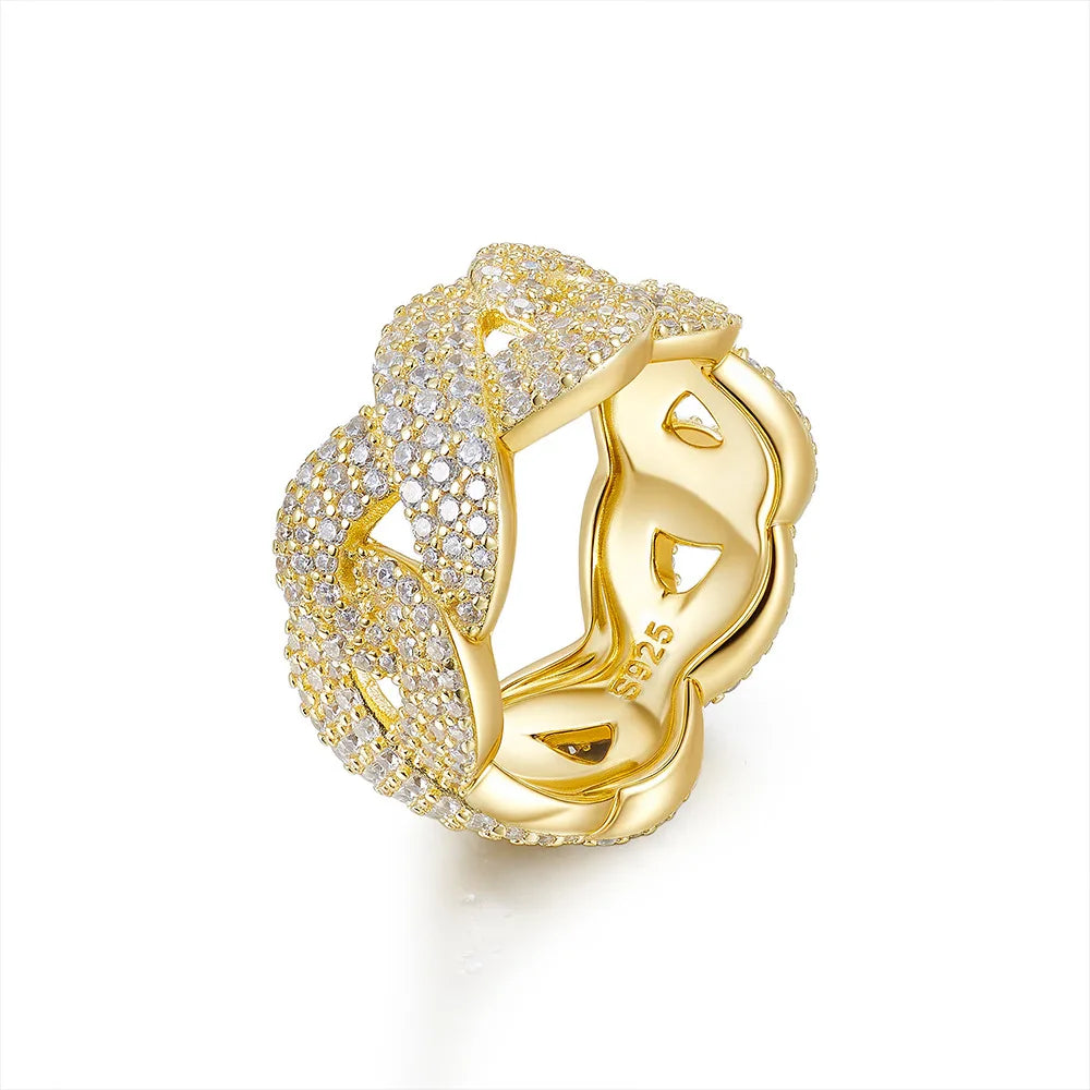 3CT D-Color Moissanite Ring S925 Silver 0.03UM 18K Thick Gold Plated Braided Design Jewelry