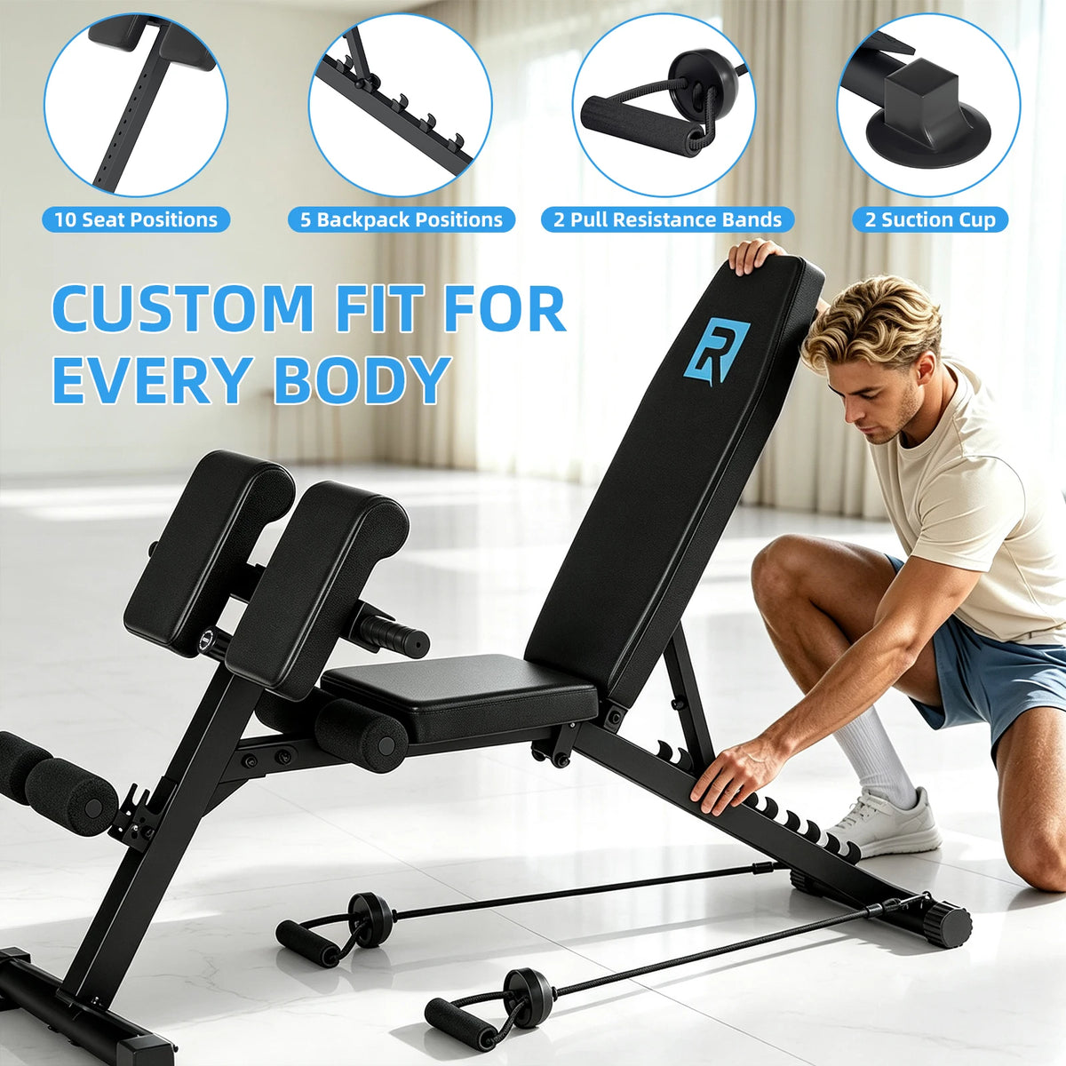 Foldable Multifunctional Roman Chair, Hyperextension Bench for Home Core, Abdominal & Waist Strength Training