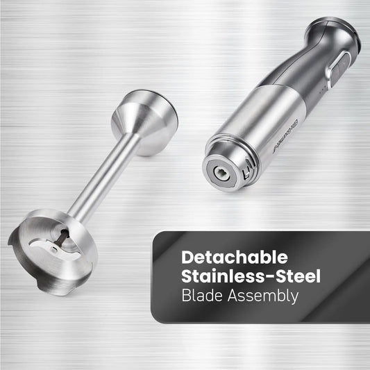 EHB1300 Cordless Hand Blender, Rechargeable Stick Mixer with Stainless Steel Blades, One-Touch Power, Portable, Charcoal Grey