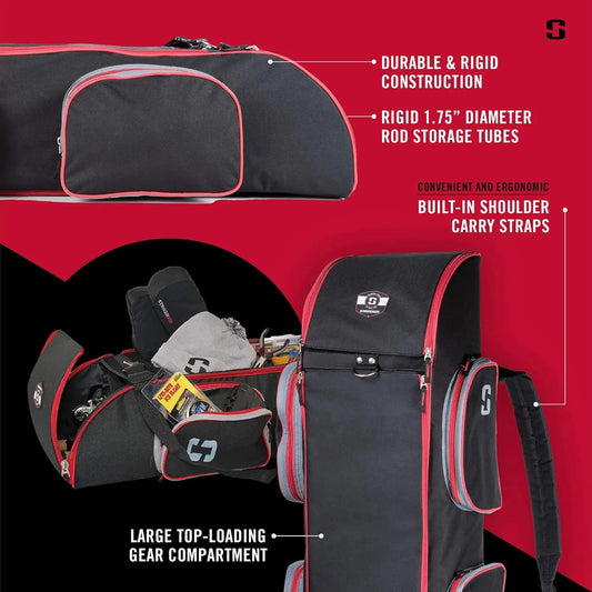 Transporter - Rugged Durable Portable Fishing Bag with Built-in Shoulder Carry Straps, Up to 5 Ice Rods 36" Capacity