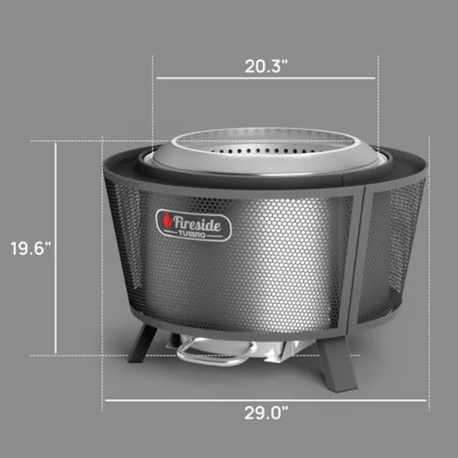 29 Inch Smokeless Fire Pit for Outdoor Wood Burning Stainless Steel Camping Stove with Stand Removable Ash Pan Waterproof Stora