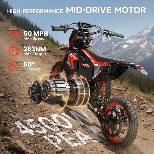 QRONGE X1 Spark Electric Dirt Bike for Teens Adults 4500W Peak Electric Motorcycle 60V 28.8Ah E-Dirt Bike 60 Mile Range E-Bike